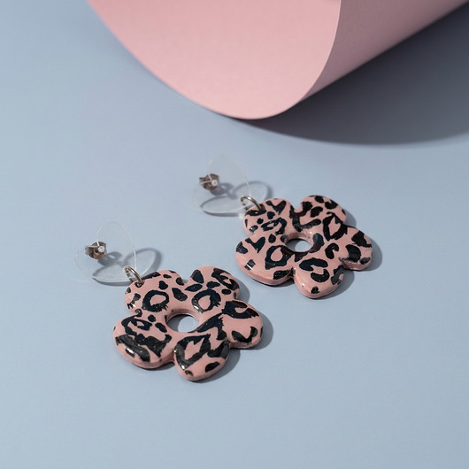 kolczyki srebrne Panterkowe kolczyki srebrne kwiaty