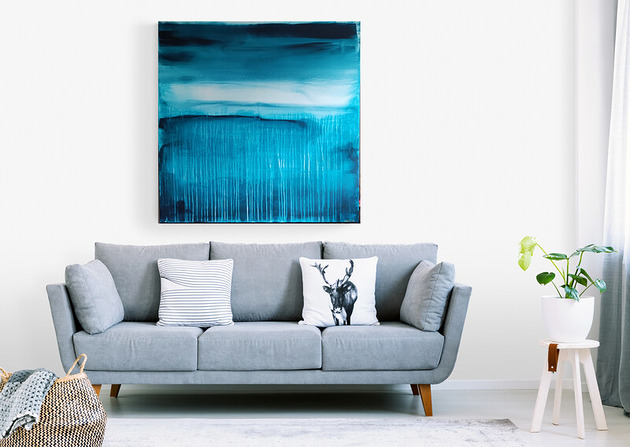 obrazy Obraz ręcznie malowany na płótnie 100 x 100 cm - abstrakcyjny pejzaż