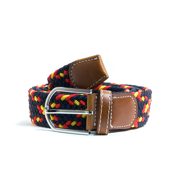 paski damskie Pleciony pasek Black Red Yellow