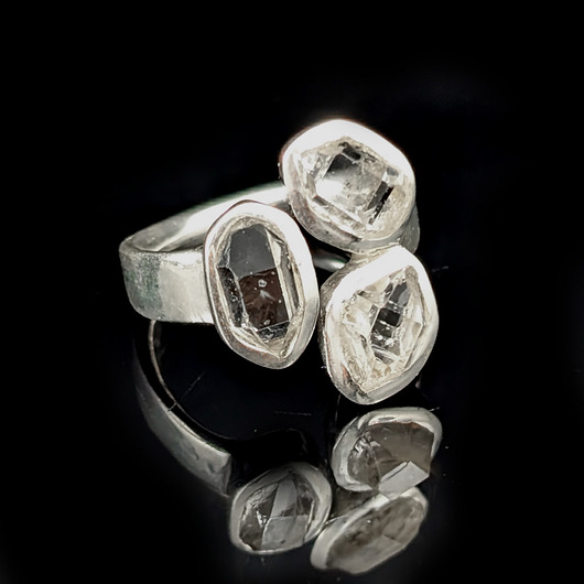 pierścionki srebrne Pierścionek surowe diamenty herkimery