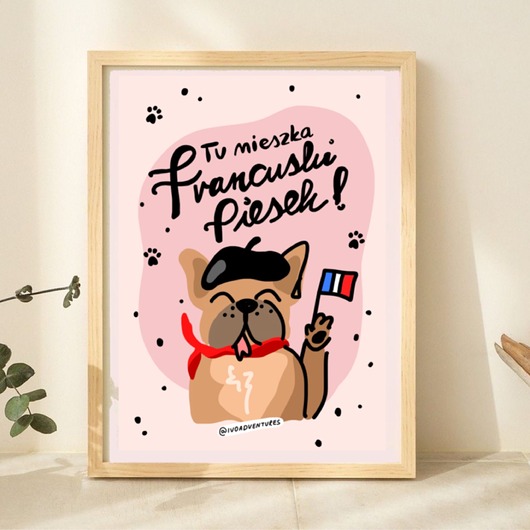 plakaty Plakat Tu mieszka francuski piesek