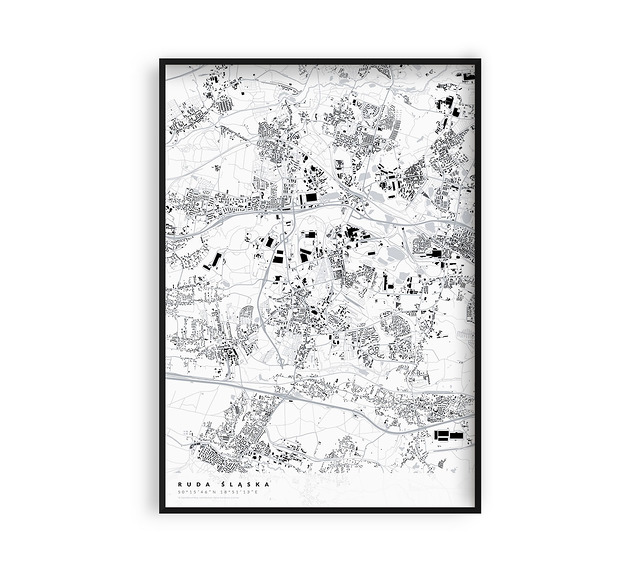 Plakat Ruda Śląska - mapa Rudy Śląskiej  PLAKATY GEOMETRYCZNE