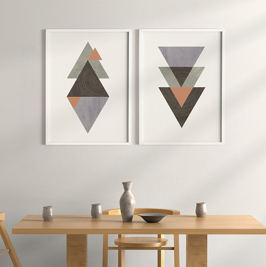 plakaty Zestaw 2 geometrycznych grafik na ścianę, skandynawski styl, nordic style.