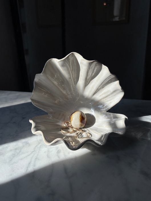 pojemniki na biżuterię Ceramiczna muszelka na obrączki, kolczyki i drobne pamiątki