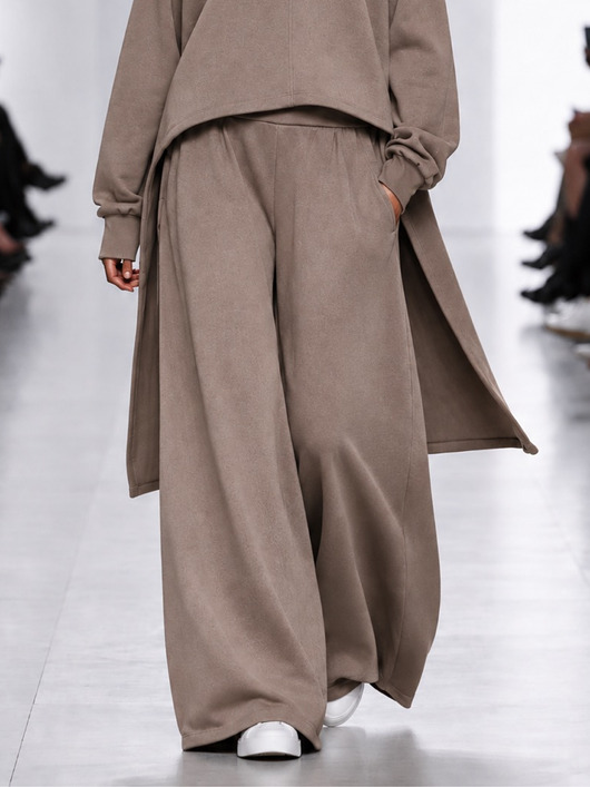 spodnie materiałowe damskie Spodnie cappuccino oversize YY600205
