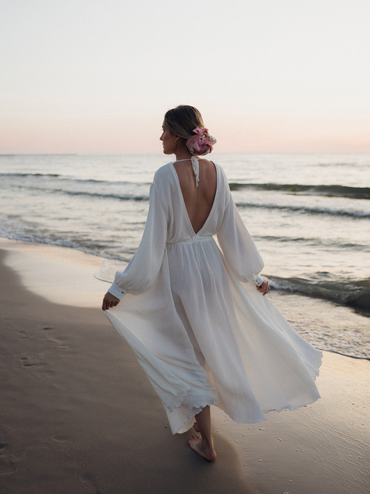 sukienki maxi damskie Maxi Sukienka Boho Soul - BIAŁA