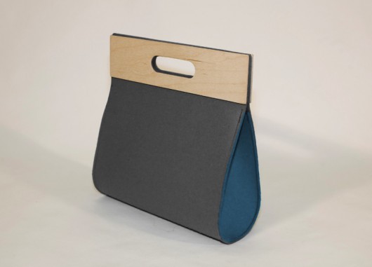 Big felt bag gray&blue moo studio