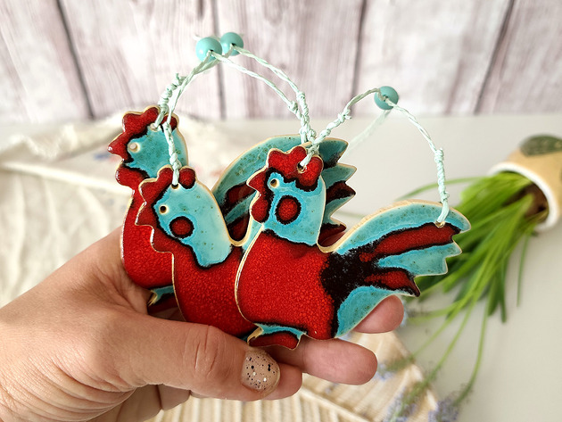 ozdoby wielkanocne Duży ceramiczny kogucik zawieszka Wielkanocna