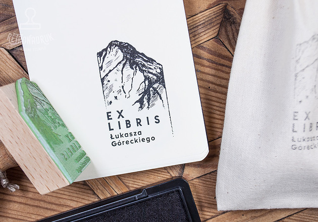 zakładki do książek Stempel Ex Libris, góry - zestaw na prezent