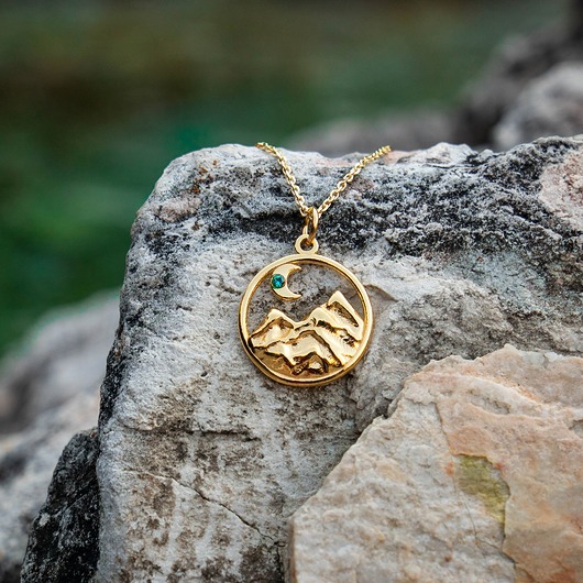 złote naszyjniki Naszyjnik górska noc - turkusowy kryształek