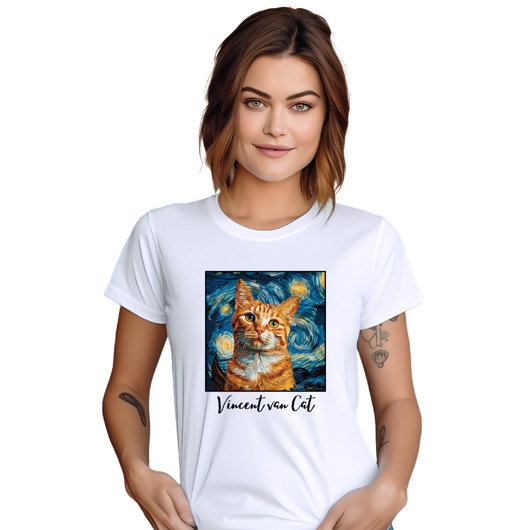 t-shirt damskie Koszulka kot Vincent van Gogh t-shirt śmieszny
