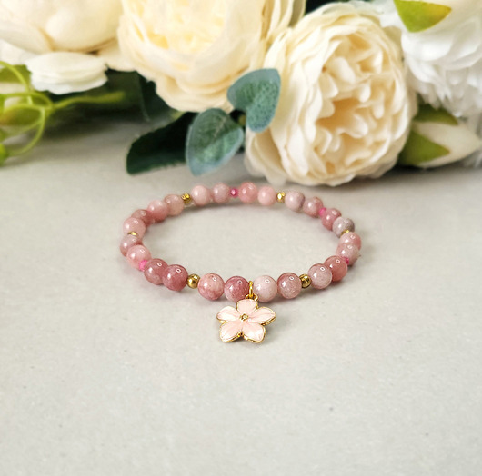 bransoletki z kamieni naturalnych RADOŚĆ- bransoletka z kwiatkiem