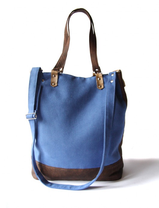 torba maxi- blue&chocolate&dots&beige-   elfagado