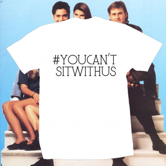 T-shirt biały one size #YOUCANTSITWITHUS Hashtagtshirt