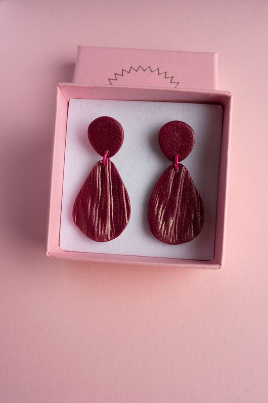 kolczyki z masy plastycznej Kolczyki listki z fakturą