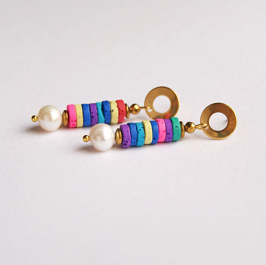 kolczyki z kamieniami Kolczyki SUMMER COLLECTION : sztyfty kółka