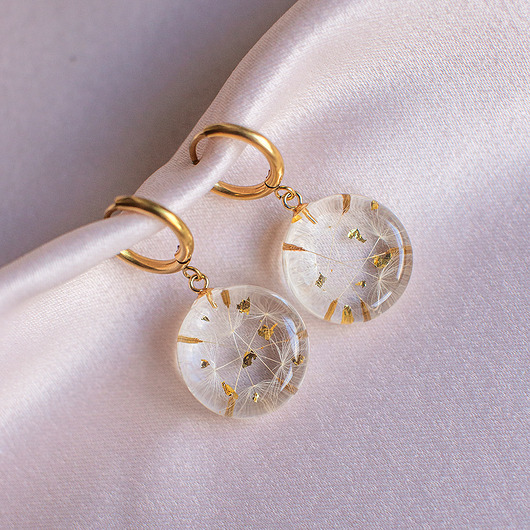 kolczyki z żywicy Kolczyki z rzęsek dmuchawca