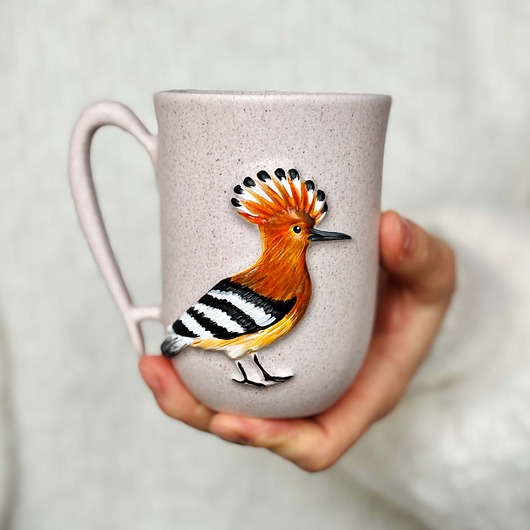 kubki Kubek Ceramiczny Ptak Dudek Ręcznie Malowany 300ml