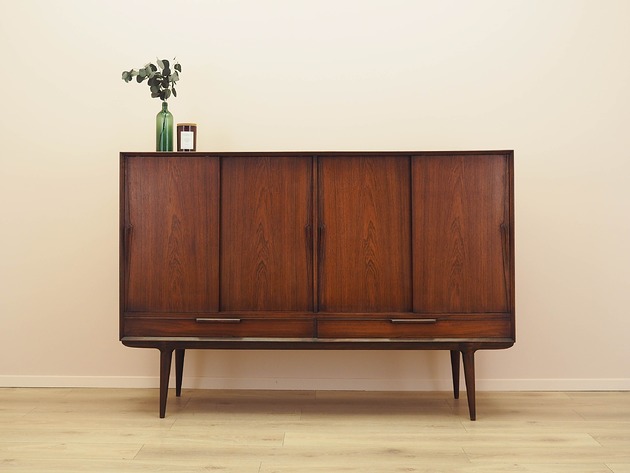 komody Highboard palisandrowy, duński design, lata 70, producent: Omann Jun