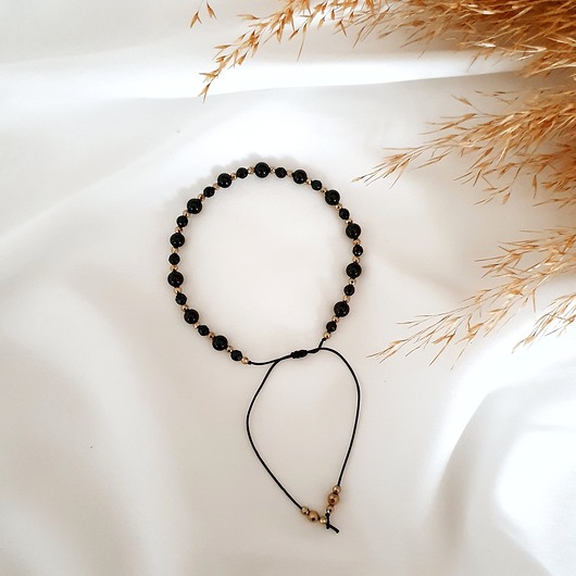 czarna bransoletka z onyksem LEI handmade 