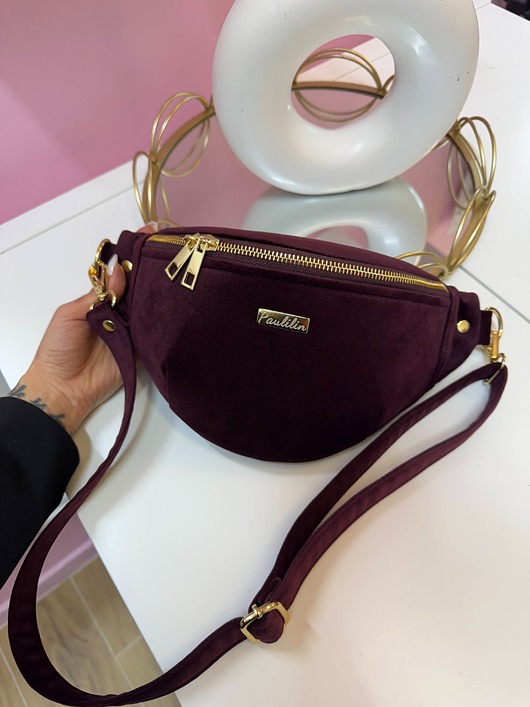 saszetka nerka Nerka welurowa burgund L