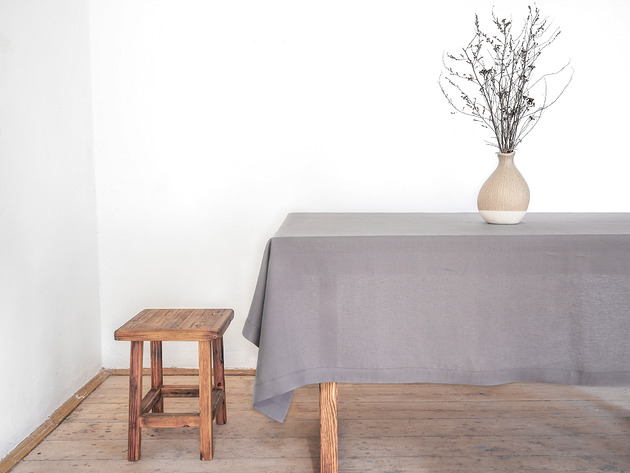 obrusy i serwetki Lniany obrus z listwą TRUE GRAY