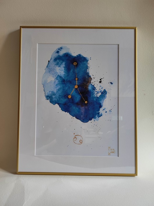 plakaty Wybrany Plakat format A4 Baran i Waga  i Wodnik plus rama złota 30 cm x 40 cm
