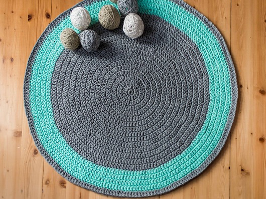 DYWAN 110 CM ZE SZNURKA BAWEŁNIANEGO, MIĘTOWY Rabarbar Handmade