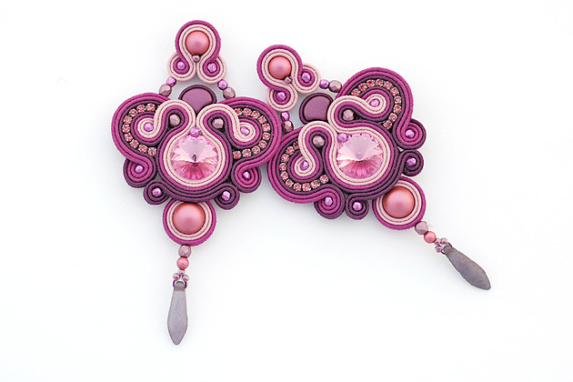 kolczyki soutache Eleganckie kolczyki w kolorze burgundowym