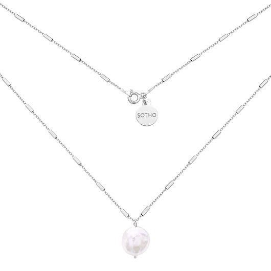 srebrne naszyjniki Srebrny naszyjnik z naturalną perłą