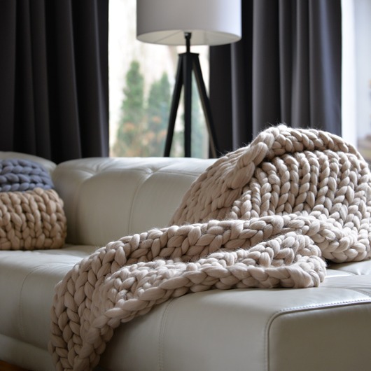 koce i narzuty Koc z wełny czesankowej - beżowy 120x170