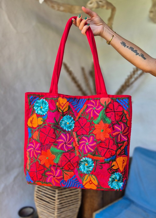 torby na ramię Torba haftowana Arriaga Czerwona duża pojemna