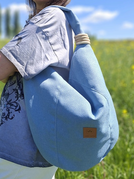 torby na ramię Torba hobo z kółeczkami Plecionka Niebieska