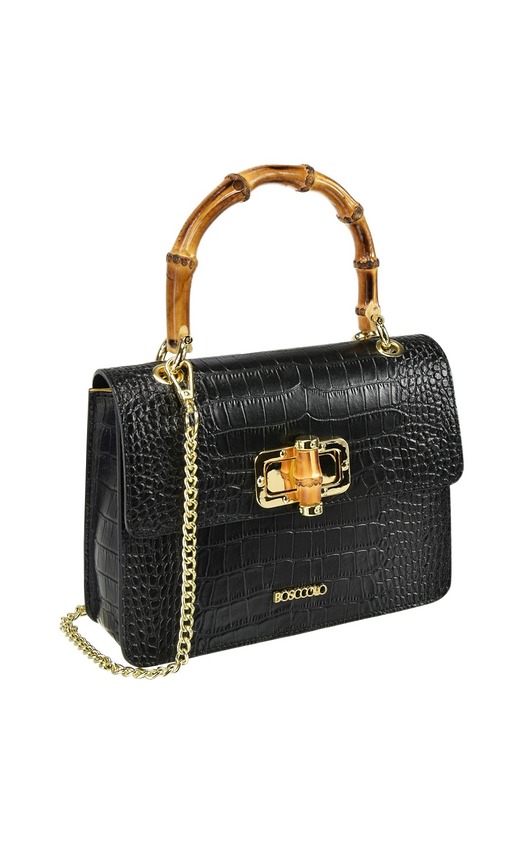 torebki do ręki Torebka skórzana - Kuferek z bambusem (6020)