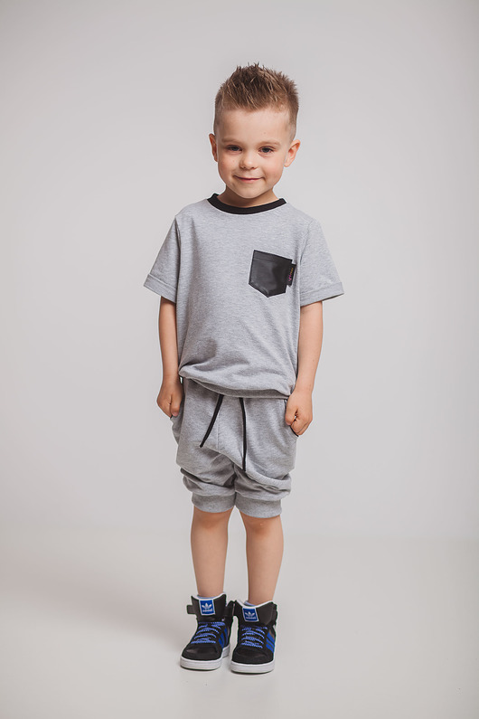 bluzki dla chłopców Bluza z krótkim rękawem szara