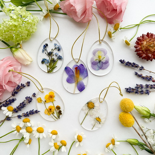 ozdoby wielkanocne Wiosenne kwiatowe zawieszki jajka -zestaw ozdób