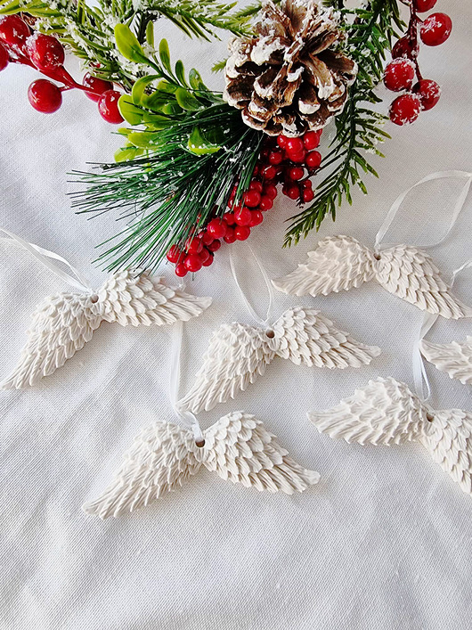 ozdoby choinkowe Ozdobne zawieszki skrzydła z gipsu na choinkę 6 szt.