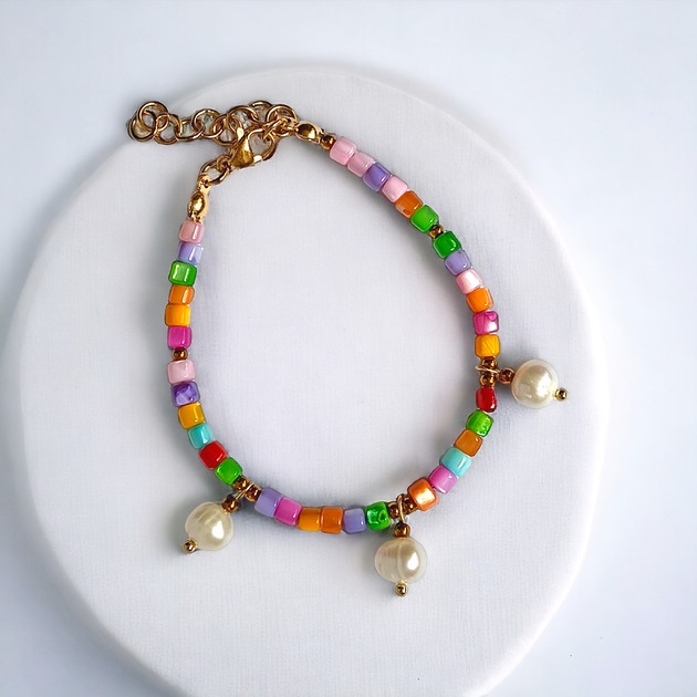 bransoletki z kamieni naturalnych Bransoletka : summer collection  :: muszla i perły