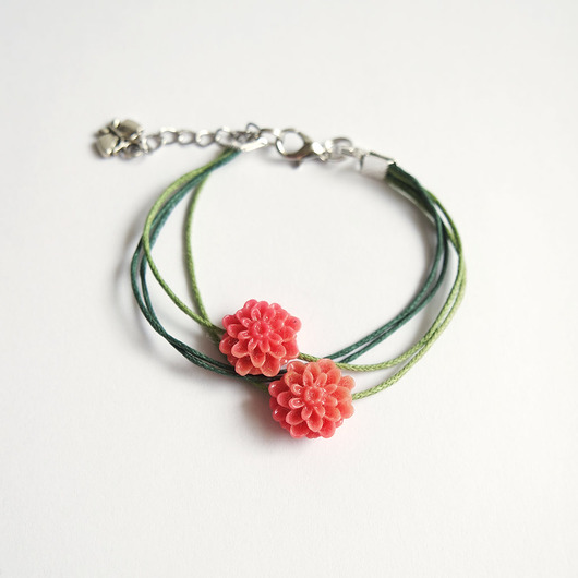 bransoletki na sznurku Bransoletka - Dalia - sznureczki, zielona