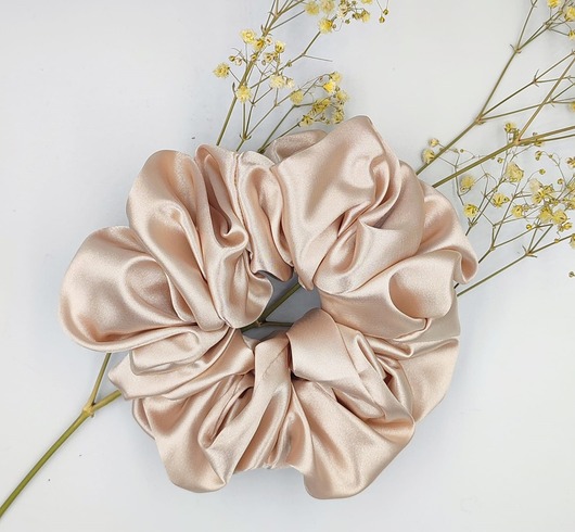 gumki do włosów Scrunchie satyna coffe cream