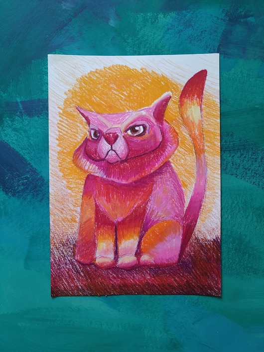 grafiki i ilustracje Pincat - rysunek różowego kota