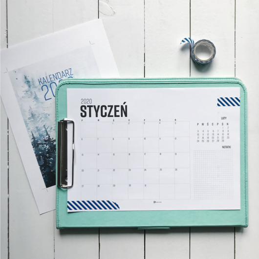 Kalendarz ścienny A4 2020 Projekt Planner