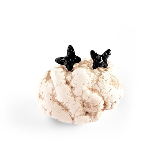 kolczyki z kamieniami Czarny turmalin motylki kolczyki sztyfty srebro p.925