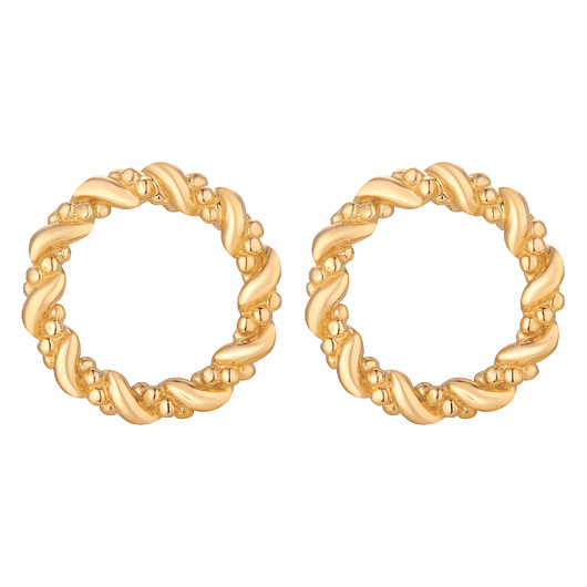 kolczyki pozłacane Złote kolczyki plecione koła