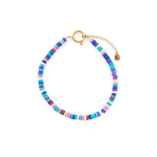 bransoletki z kamieni naturalnych Kolorowa plaża - bransoletka na nogę barwiona Lawa wulkaniczna