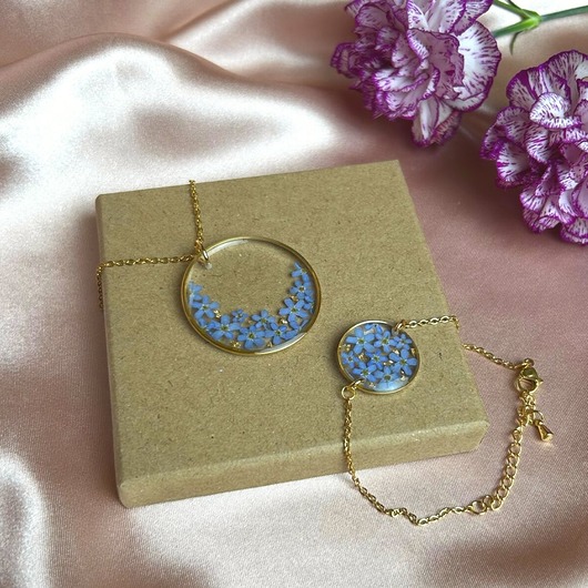 komplet biżuterii Komplet z niezapominajkami