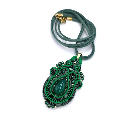 wisiory Wisiorek naszyjnik sutasz zielony Arden leśny klasyczny z agatem