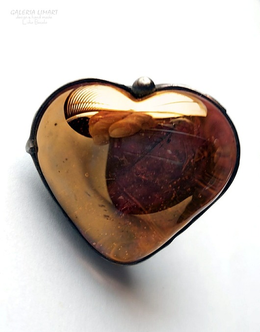 pierścionki - różne Serce z miedzianego szkła kwarcowego pierścionek unikatowy handmade