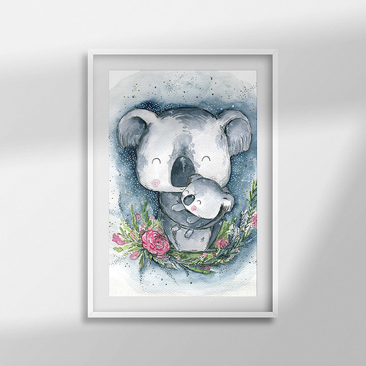 obrazy i plakaty do pokoju dziecięcego Plakat A3 "Koalas Love"