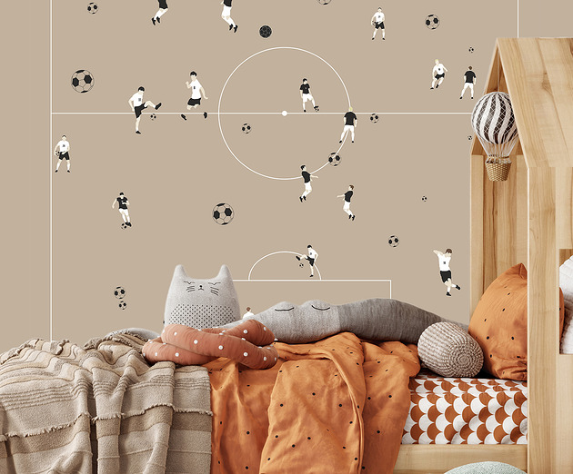 naklejki ścienne do pokoju dziecka Tapeta dla dzieci Piłka Nożna (Beige Football)